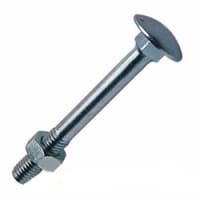 M10 Carriage Bolt with Nut 180mm Bright Zinc Plated