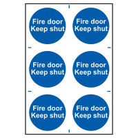 ‘Fire Door Keep Shut’ Sign 100mm x 100mm 6 Per Sheet