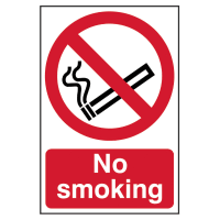 No Smoking' Sign, Self-Adhesive Rigid PVC 200mm x 300mm