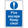 Fire Escape Keep Clear' Sign 200mm x 300mm