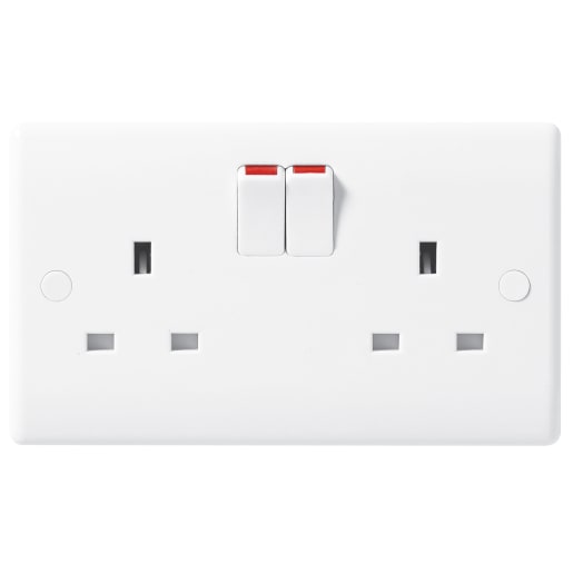 BG Electrical 2 Gang 13A Double Pole Switched Socket White