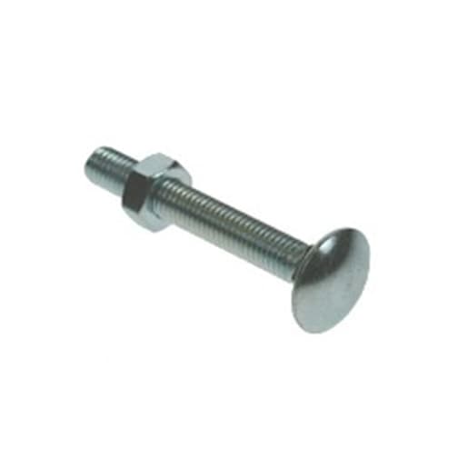 M10 Carriage Bolt with Nut 150mm Bright Zinc Plated