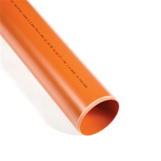 Polypipe Drain Plain Ended Pipe 3m x 160mm Terracotta