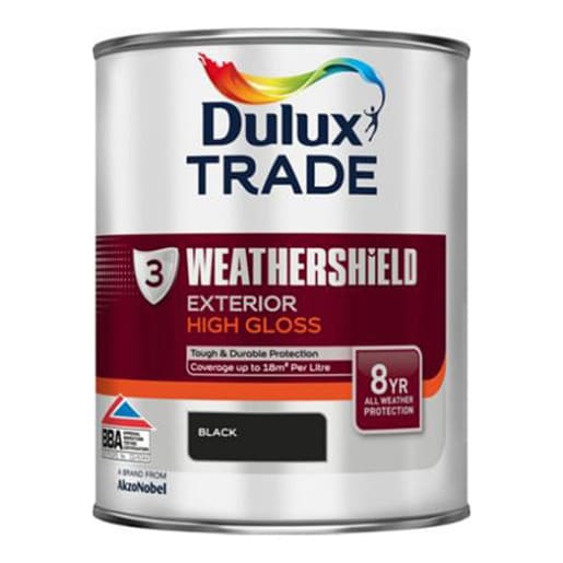 Dulux Trade Weathershield Exterior Gloss Paint 1L Black