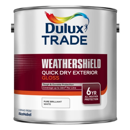 Dulux Trade Weathershield Exterior Gloss Paint 5L Brilliant White