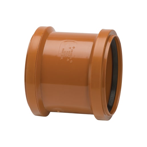 Polypipe Drain Double Socket Coupler 110mm Brown