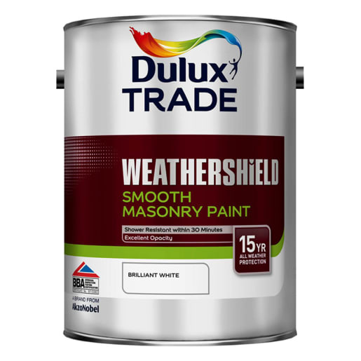 Dulux Trade Weathershield Masonry Paint 5L Brilliant White