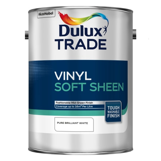 Dulux Trade Vinyl Soft Sheen Paint 5L Pure Brilliant White