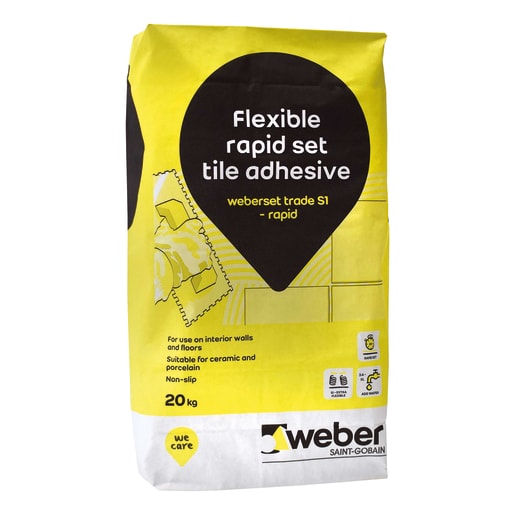 Weber S1 Flexible Rapid Set Tile Adhesive 20kg White