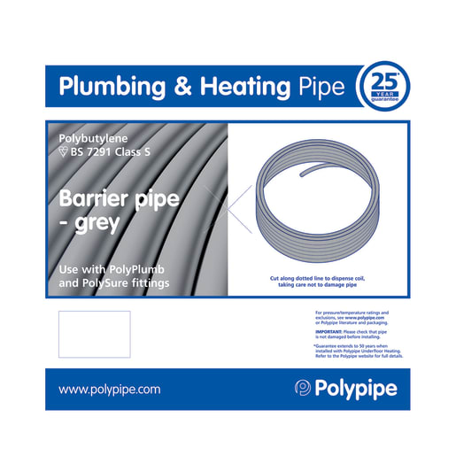 Polypipe PolyPlumb Barrier Pipe 22mm x 25m Grey