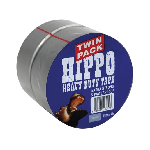 Hippo Heavy Duty Tape 50m x 50mm Silver Pack of 2