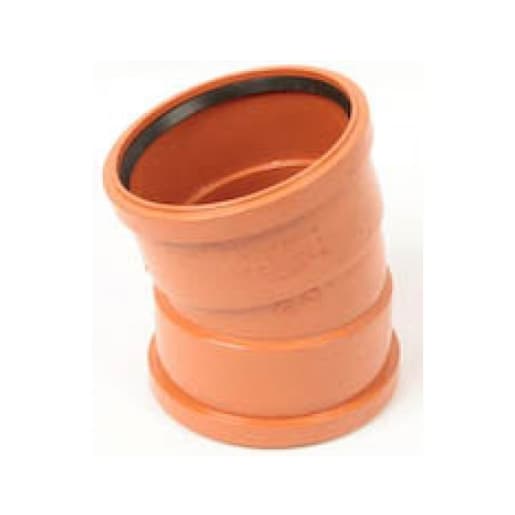Polypipe Drain 15° Bend Double Socket 110mm Brown