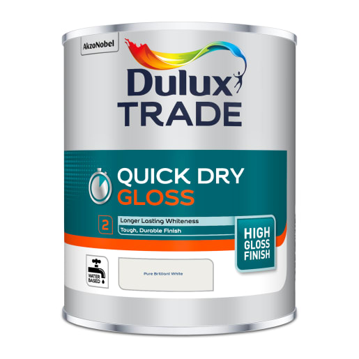 Dulux Trade Quick Dry High Gloss Paint 1L Pure Brilliant White