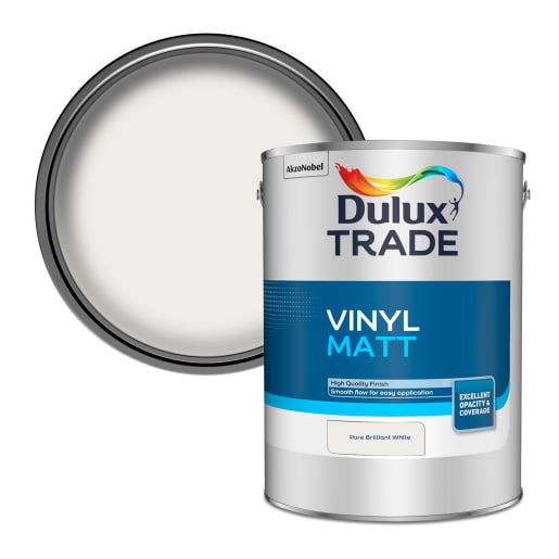 Dulux Trade Vinyl Matt Paint 5L Pure Brilliant White